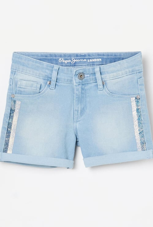 PEPE JEANS Girls Stonewashed Denim Shorts