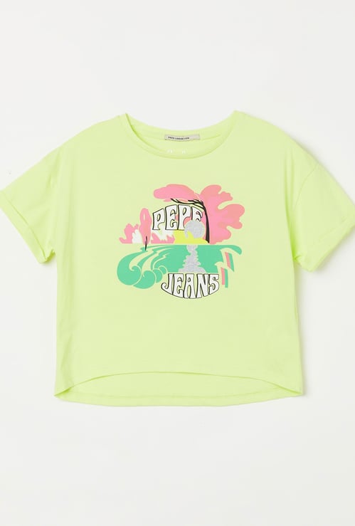 PEPE JEANS Girls Typographic Print Drop-Shoulder T-shirt