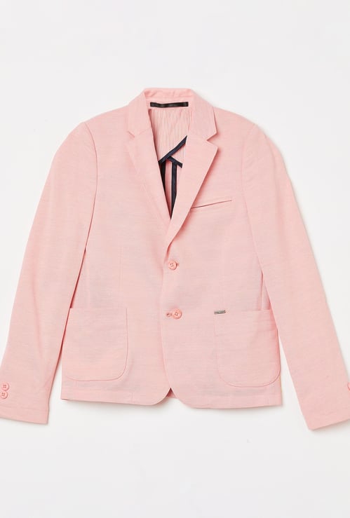 ALLEN SOLLY Boys Textured Full Sleeves Blazer