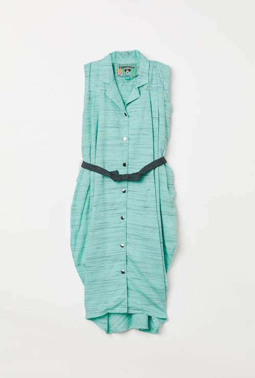 PEPPERMINT Girls Textured Sleeveless High-Low Shirt Dress