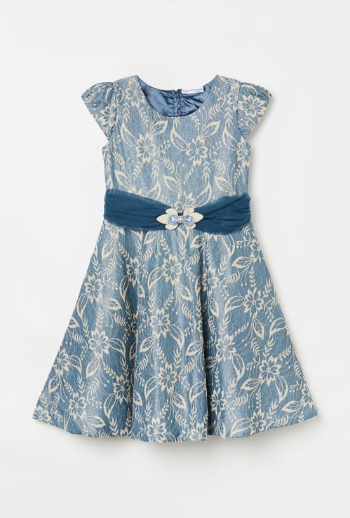 PEPPERMINT Girls Embroidered Fit-and-Flare Dress
