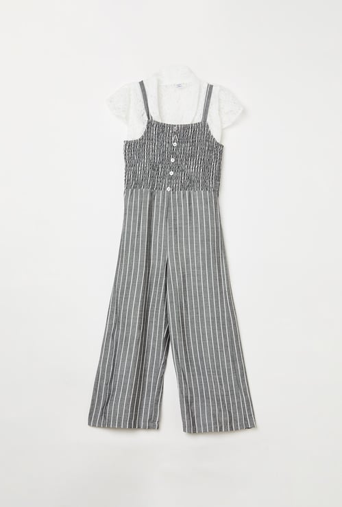 PEPPERMINT Girls Striped Jumpsuit and a Lace Top