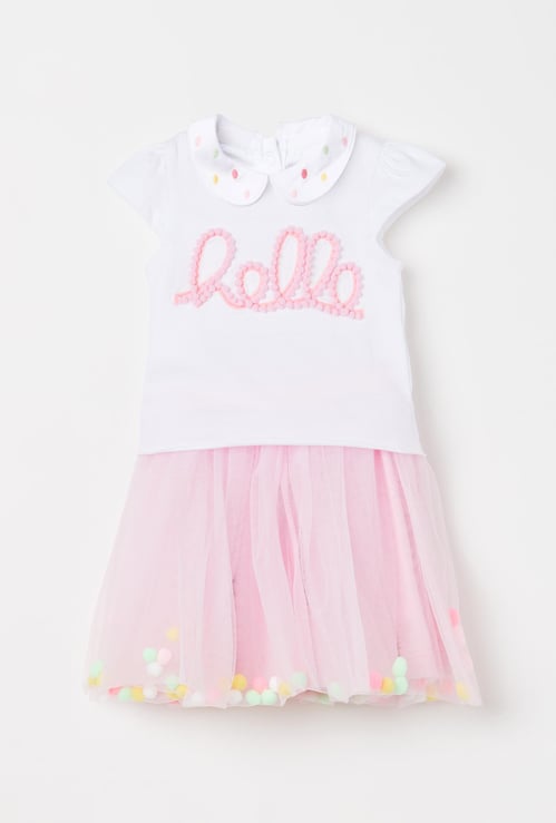 MINI KLUB Peterpan Collar Top with Net Skirt