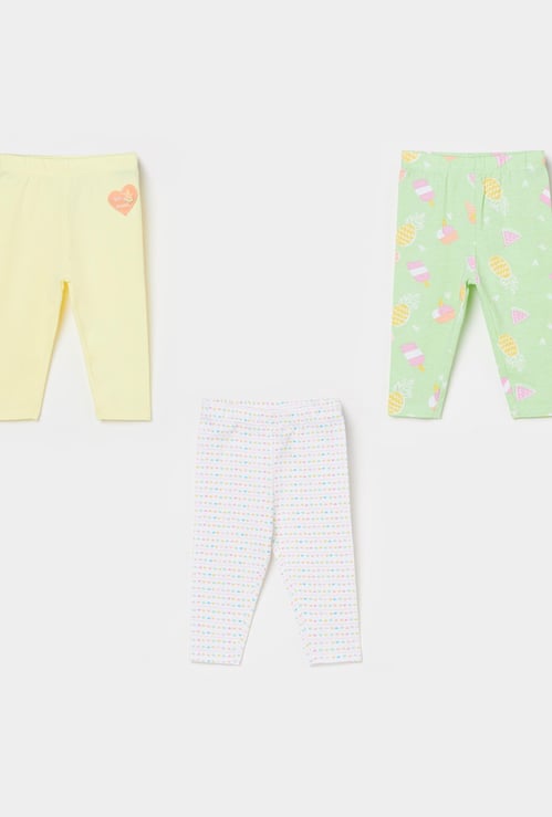 FS MINI KLUB Girls Printed Knitted Leggings - Pack of 3