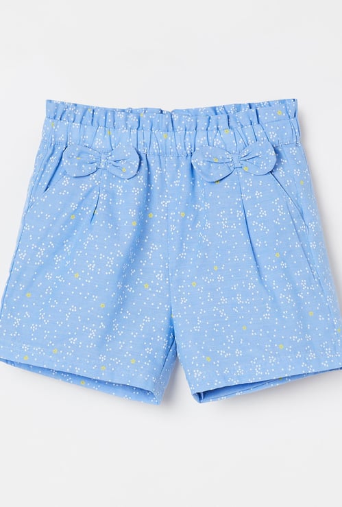 FS MINI KLUB Girls Printed Bow Accent Shorts
