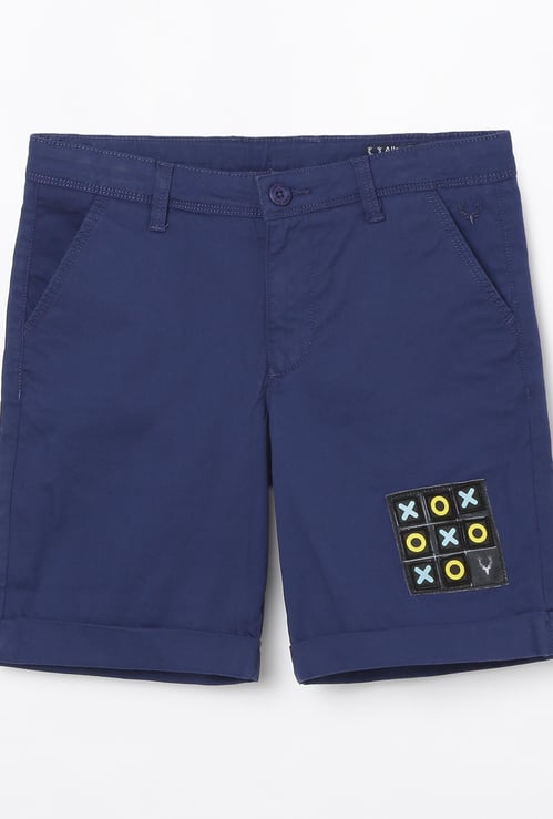 ALLEN SOLLY Solid Shorts with Applique