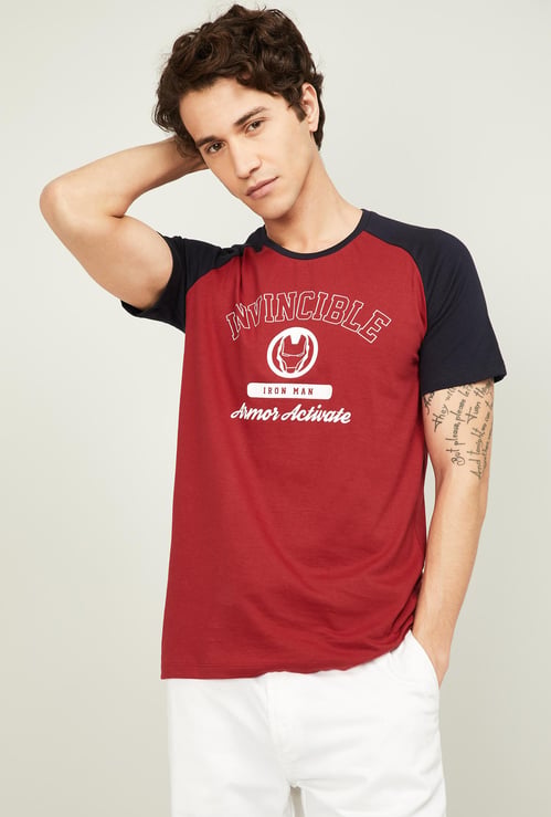 FREE AUTHORITY Men Typographic Print Raglan Sleeves Slim Fit T-shirt