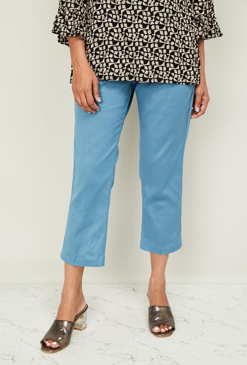 SPAN Women Solid Elasticated Straight Pants