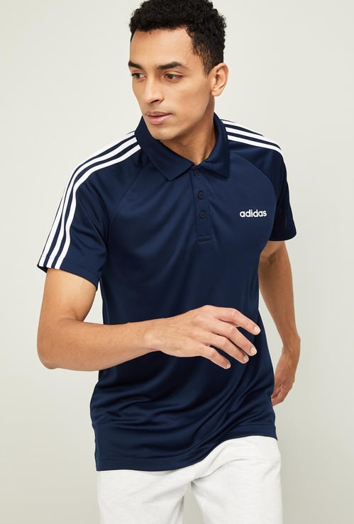 ADIDAS Men Striped Regular Fit Polo T-shirt