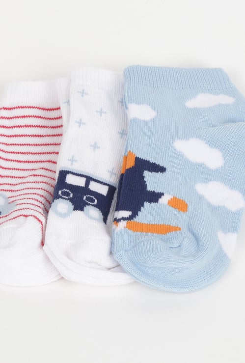 FAME FOREVER Boys Patterned Ankle-Length Socks - Pair of 3