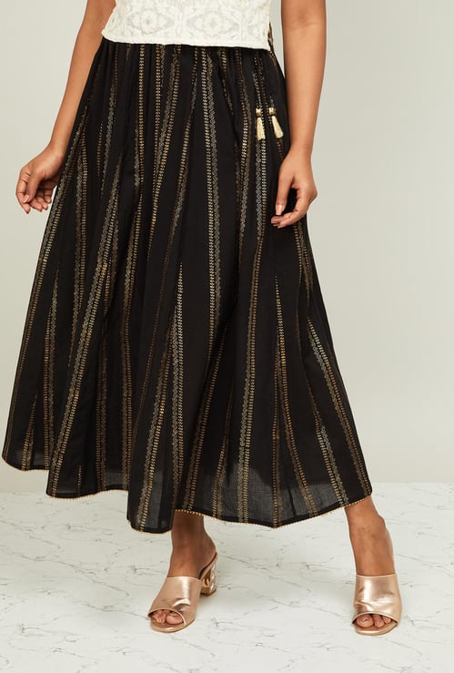 MELANGE Foil Print Maxi Skirt