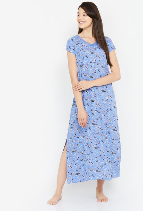 GINGER Women Floral Print Night Dress