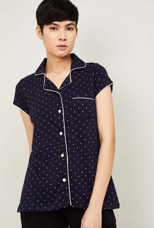 GINGER Women Printed Collared Lounge Shirt