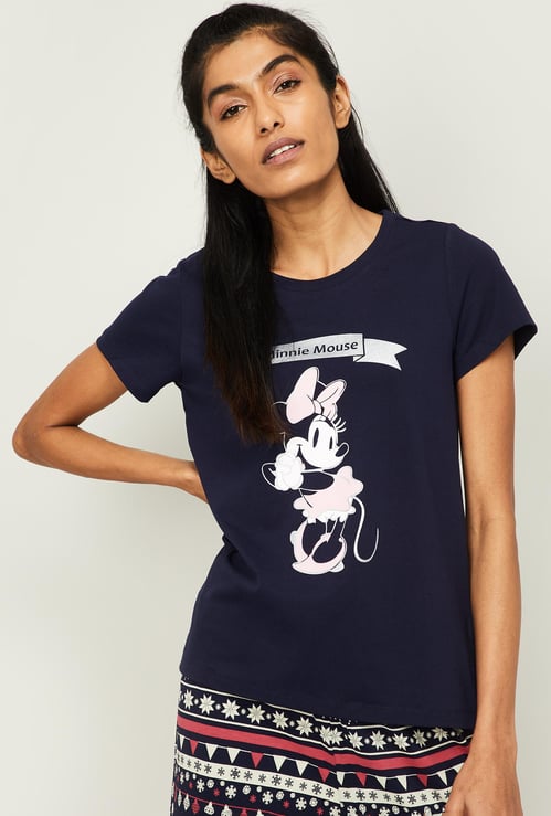 GINGER Women Printed Round Neck Lounge T-shirt
