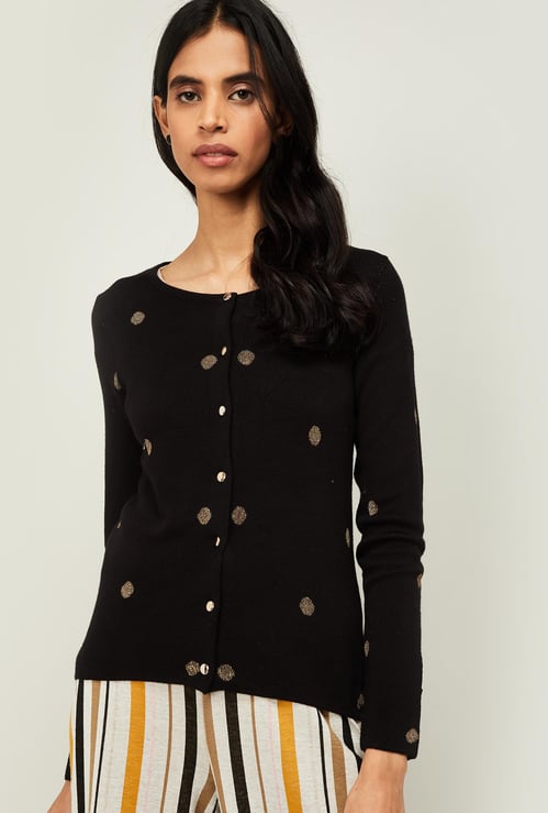 BOSSINI Women Printed Round Neck Cardigan