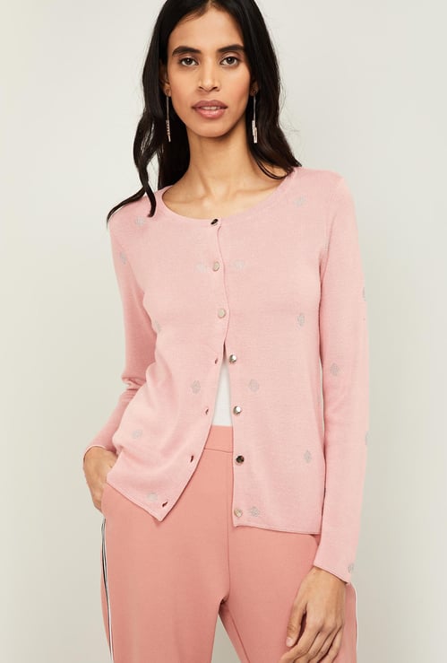 BOSSINI Women Printed Round Neck Cardigan