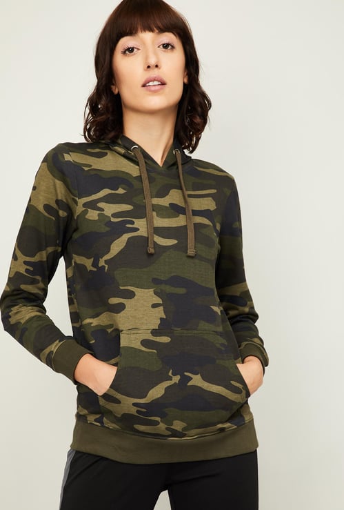 KAPPA Women Camouflage Print Hooded Jacket