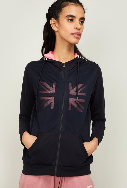 KAPPA Women Printed Zip-Front Hoodie