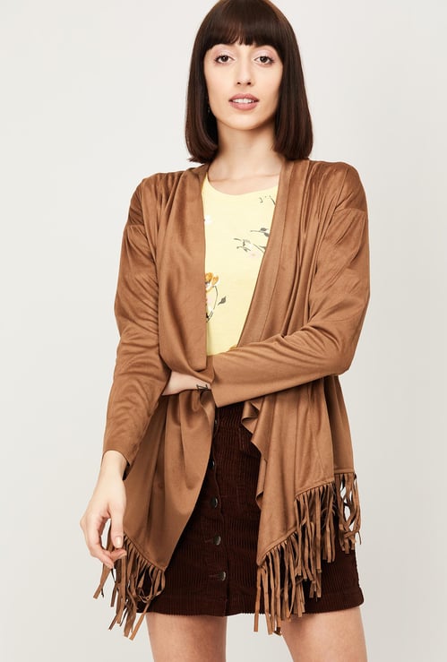GINGER Women Solid Waterfall Shrug