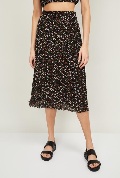 GINGER Women Floral Printed A-line Midi Skirt