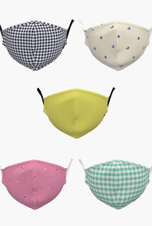 ALLEN SOLLY Kids Printed Reusable Face Mask - Pack of 5