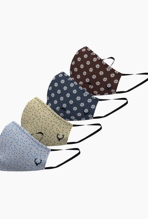 ALLEN SOLLY Kids Printed Reusable Face Mask - Pack of 4