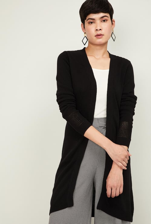 BOSSINI Women Patterned Knit Shrug with Sheer Panels