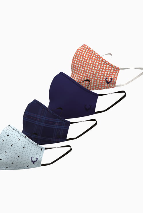 ALLEN SOLLY Kids Printed Reusable Washable Masks - Pack of 4