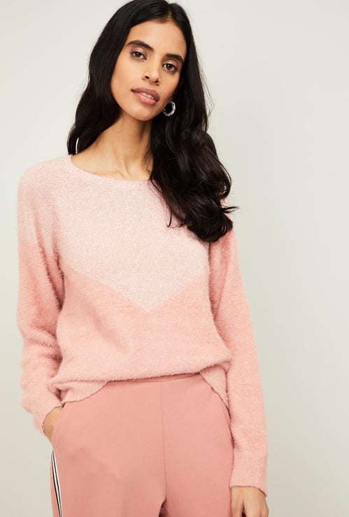 BOSSINI Women Colourblock Round-Neck Sweater