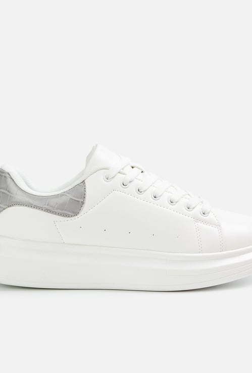 GINGER Women Panelled Lace-Up Casual Sneakers