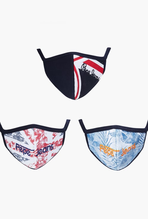 PEPE JEANS Boys Printed Anti-Viral Reusable Masks - Pack of 3 Pcs.