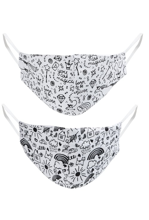 FAME FOREVER KIDS Girls Printed Reusable Masks with Water-Erasable Pen