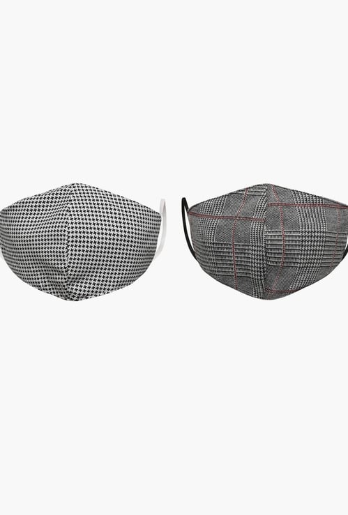 FAME FOREVER YOUNG BoysChecked Reusable Face Mask - Pack of 2