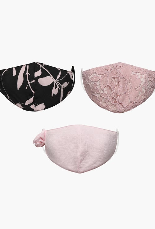 FAME FOREVER YOUNG Girls Textured Reusable Face Mask - Pack of 3