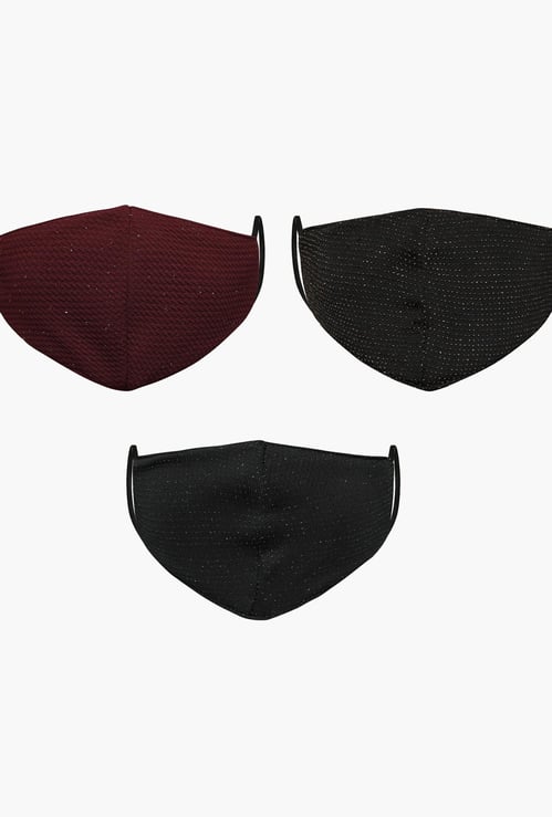 FAME FOREVER KIDS Girls Textured Reusable Face Mask - Pack of 3