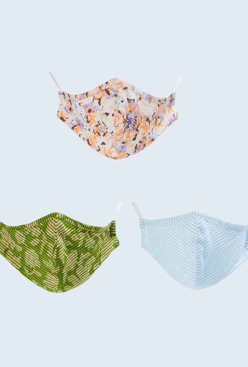 MELANGE Printed 3-Layer Outdoor Face Mask - Set of 3