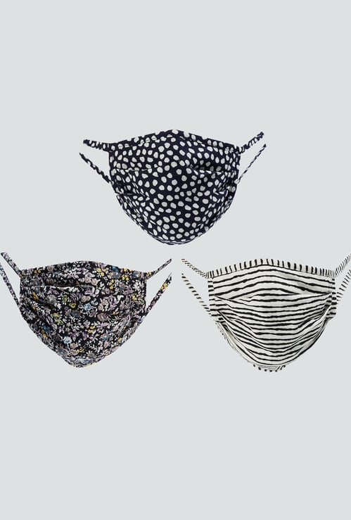 MELANGE Printed 3-Layer Face Mask - Set of 3