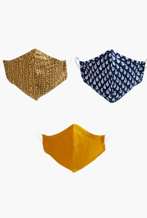 MELANGE Women Printed 3-Layered Reusable Masks - Pack of 3 Pcs.