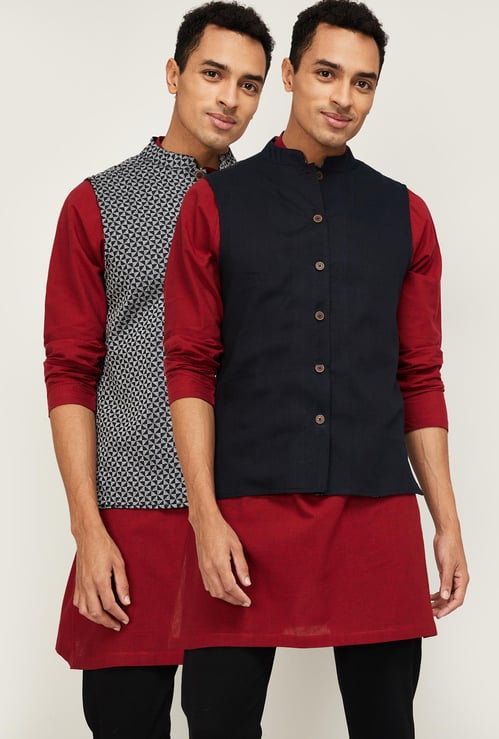 MELANGE Men Regular Fit Nehru Jacket - Set of 2