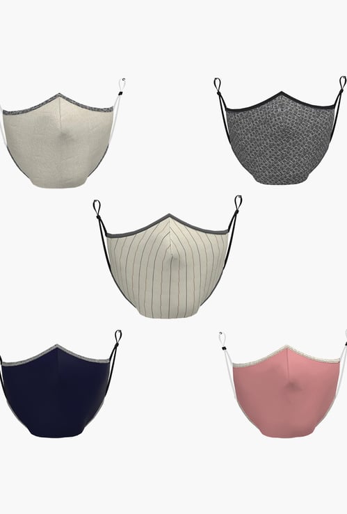 ALLEN SOLLY Women Textured Reusable Face Mask- Pack of 5