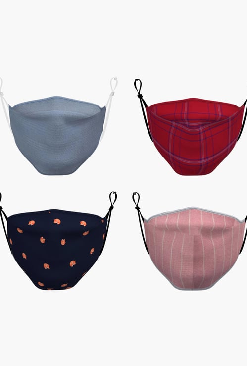 ALLEN SOLLY Women Printed Reusable Face Mask- Pack of 4