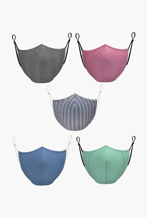 ALLEN SOLLY Women Textured Reusable Face Mask- Pack of 5