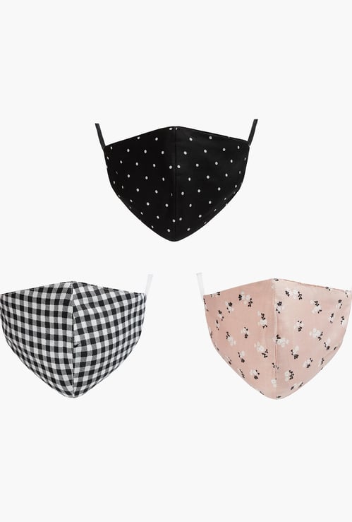 GINGER Women Printed Reusable Face Mask with Melt-Blown Layer- Pack of 3