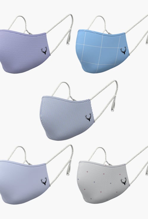 ALLEN SOLLY Men Printed Assorted Anti-Pollution Masks - Set of 5