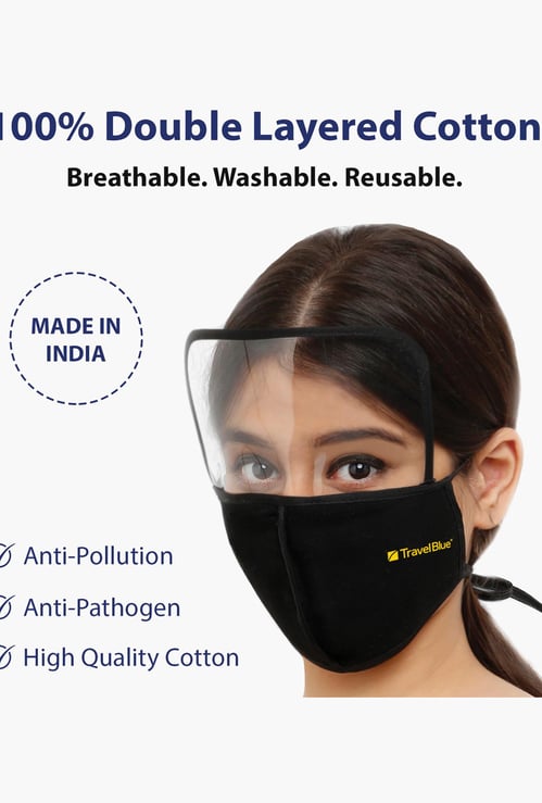 TRAVEL BLUE Unisex Solid Reusable Shielded Face Mask