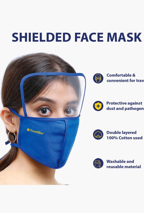 TRAVEL BLUE Unisex Solid Reusable Shielded Face Mask