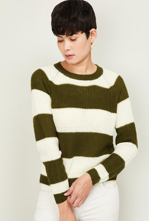 FAME FOREVER Women Colourblock Pullover with Raglan Sleeves