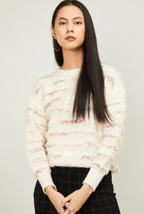 FAME FOREVER Women Textured Round Neck Sweater
