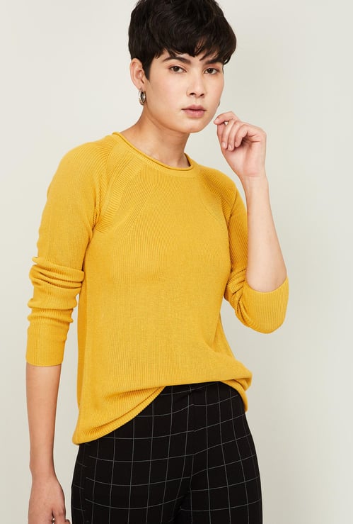 FAME FOREVER Women Textured Round Neck Sweater