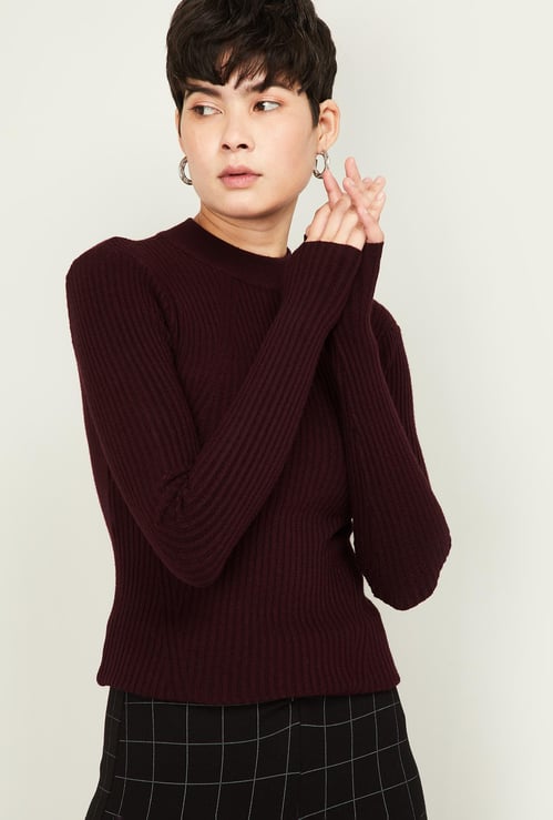 FAME FOREVER Women Solid Ribbed Sweater